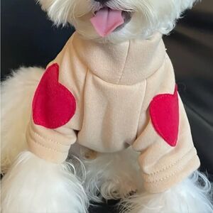 Heart Applique Tan Dog Sweatshirt Top Shirt